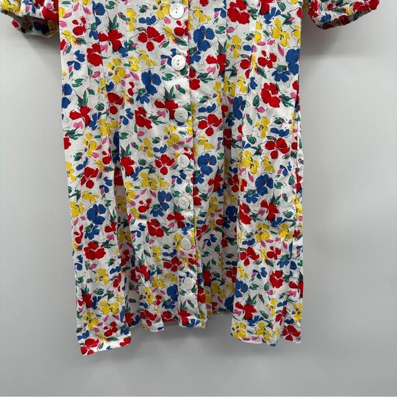 Rixo x Target Multicolor Floral Linen‎ Blend Retro Short Sleeve Dress Size 12 - Picture 5 of 10
